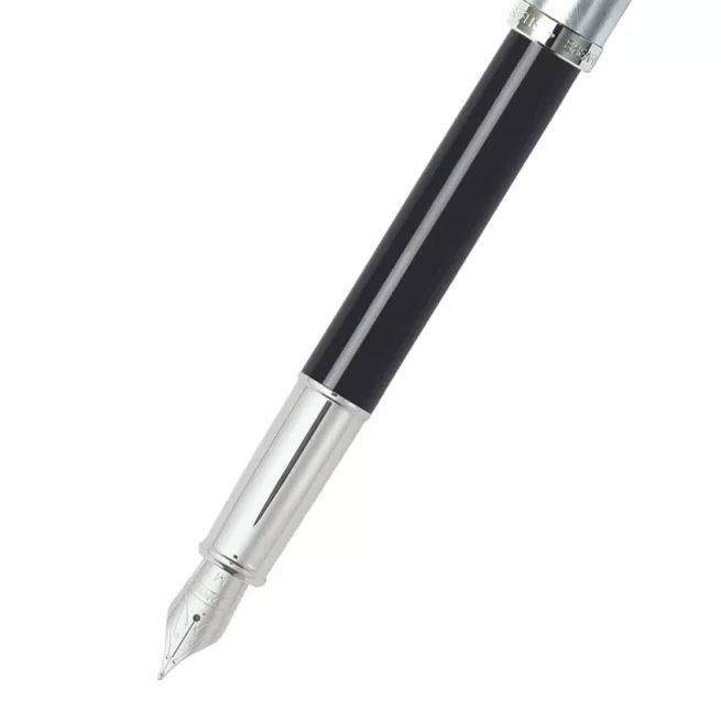 Sheaffer Gift 100 9313 Fountain Pen (Fine) Black and Brushed Chrome with Chrome-Plated Trim