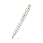 Sheaffer 100 G9340 Gift Set 100 Ballpoint Pen with Table Clock Bright Chrome with Gold Trims