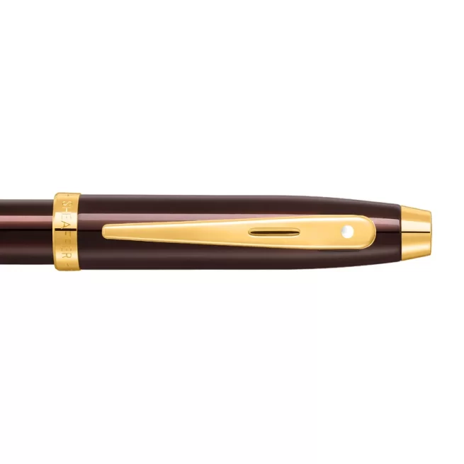 Sheaffer® 100 9370 Glossy Coffee Brown Rollerball Pen With PVD Gold-Tone Trim