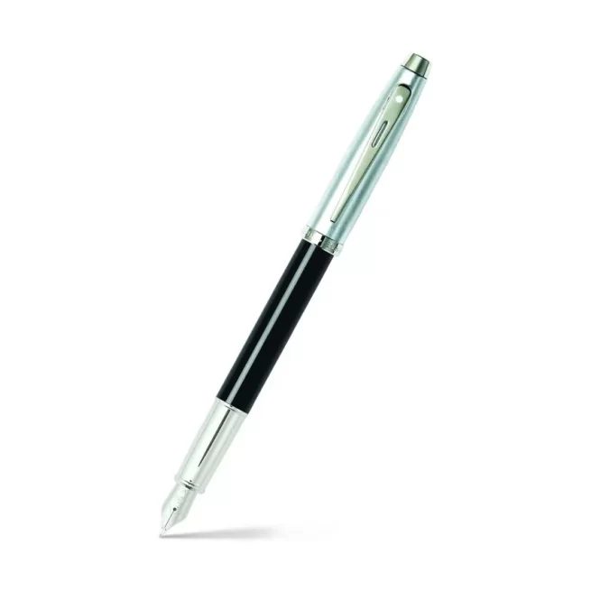 Sheaffer Gift 100 9313 Fountain Pen (Fine) Black and Brushed Chrome with Chrome-Plated Trim