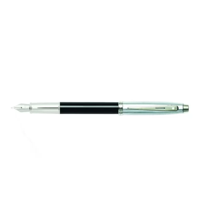 Sheaffer Gift 100 9313 Fountain Pen (Fine) Black and Brushed Chrome with Chrome-Plated Trim
