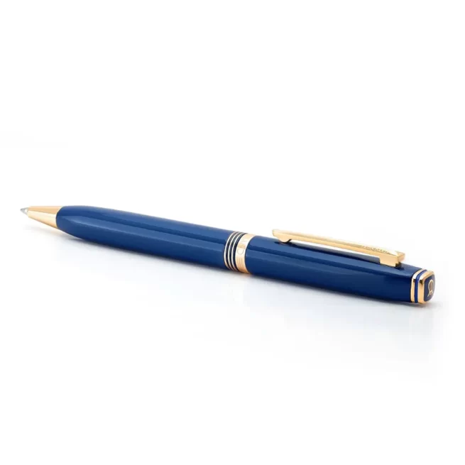 Gift Set Lapis Bard Contemporary Gold Trims Ballpoint Pen With Ducorium Wallet Blue With Gold Trim