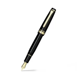Sailor Professional Gear Slim Fountain Pen {14K Medium} Black with Gold Trims
