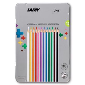 plus Metal box of 12 Coloured pencils-&lrm;FH22009