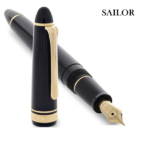 Sailor 1911 Standard Black With Gold Trim {14K-M} Gold Fountain Pen.